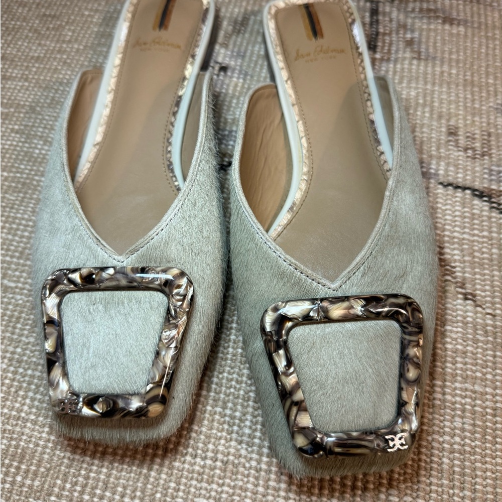 Sam Edelman Lavina Slip-on Mule Calf Hair with Tortoise Buckle Size 8.5